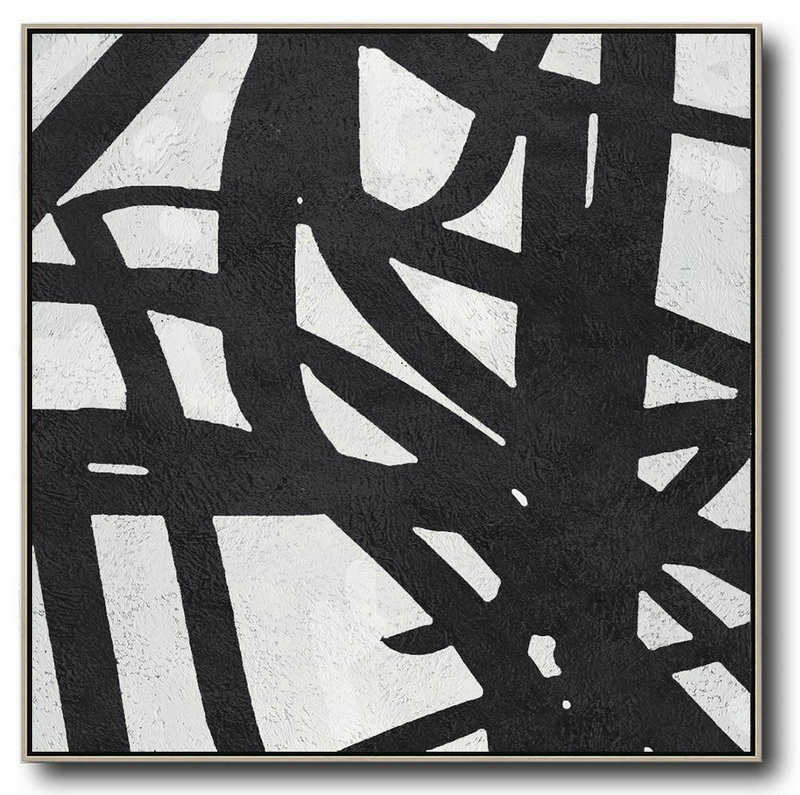 Original Painting Hand Made Large Abstract Art,Oversized Minimal Black And White Painting - Original Art Acrylic Painting